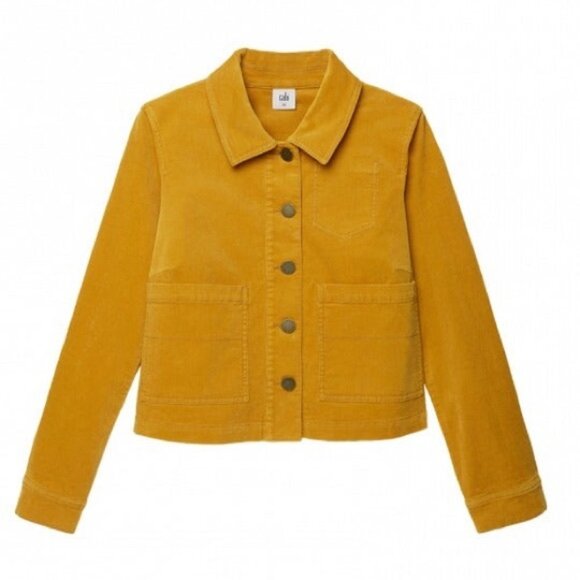 Cabi 3909 Citizen Jacket S Micro Corduroy Cord Marigold Mustard Yellow Pockets - Picture 4 of 16
